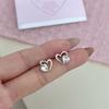 Pendientes simétricos Sweet Love Super Flash de izquierda y derecha con diseño exquisito y circonita francesa, pendientes elegantes y sencillos en forma de corazón para mujer.