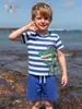 Conjunto de Verano para Niños Estilo Europeo y Americano, Nuevo Conjunto de 2 Piezas de Manga Corta y Cuello Redondo con Lindo Bordado de Cocodrilo, Conjunto Infantil para Ventas Transfronterizas