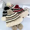 Sombrero de Aviador de Felpa a Rayas Estilo Fair Isle Nuevo para Otoño e Invierno, Espesado para Calidez y Protección contra el Frío, Sombrero Cerrado para Mujer