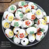 Película de aço oval contas de cerâmica azul e branca contas de porcelana feitas à mão diy joias pequenas em forma de barril acessórios para pulseira material atacado
