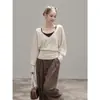 Nuevo Conjunto de Dos Piezas de Punto Holgado con Chaleco y Camisola de Estilo Francés Elegante para Mujer