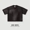 Camiseta de Manga Corta con Estampado en Capas de Malla Boxy Ancha Retro Americana de Verano, Top Holgado Versátil para Hombre Sexy