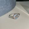 Anillo de Estrella y Luna Azul Glaciar Cool Japonés y Coreano Diseño de Nicho Anillo Avanzado para el Dedo Anillo Ajustable para Mujeres