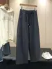 Otoño/Invierno 2026 Estilo Básico de Alta Calidad Suave Caída Perezoso Adelgazante Lana Pantalones de Pierna Ancha Rectos Pantalones Sueltos para Mujer