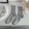 Calcetines sin hueso para niños de verano de malla fina transpirable absorbentes de sudor de algodón peinado calcetines apilados lazo bordado calcetines de algodón