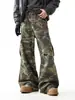 Pantalones de Trabajo Camuflaje American Retro Corte Limpio Unisex Marca de Tendencia Diseño Rectos Rasgados Acampanados Jeans