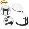 Superficie de espejo grande de 130 mm con 12 luces LED, Lupa de iluminación plegable, Soporte de mano y de escritorio, Multiusos para lectura y reparación