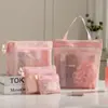 Bolsa de aseo simple para mujer, para baño, viaje, fitness, portátil, transpirable, con drenaje, bolsa de almacenamiento, bandolera de malla, bolsa de cosméticos