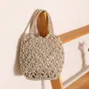 Bolso de mano tejido fresco y sencillo con patrón de malla, bolso de mano nuevo y lindo en dorado y plateado, bolso de paja para uso vacacional y de playa