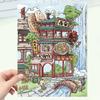 Calcomanías de Paisaje de Dibujos Animados, Varias Cabañas 3D de Mundo en Miniatura, Calcomanías de Escena DIY para Descompresión Xiaohongshu Disponibles al Mayoreo