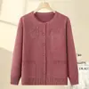Ropa de otoño para mujeres mayores, estilo abuela de mediana edad y mayor, suéter de punto casual, prenda interior, top cárdigan para madre mayor