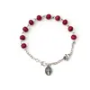 Caja Redonda Transparente de Rosas Estilo Retro Italiano Plata Antigua Real Corazón Sagrado de María Pulsera de Rosario con Cuentas de Madera Aromatizadas Rojo Oscuro