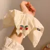 Lenço Quadrado Estilo Coreano para Amarrar o Cabelo, Acessório de Tecido Liso para Cabelo Infantil, Corda de Cabelo para Meninas, Elástico de Cabelo, Scrunchie Elegante com Flor para Cabelo Feminino