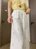 Calça Reta com Estampa de Desenho Animado Fofo para Mulheres, Primavera e Verão, Cintura Alta, Caimento Solto Preguiçoso, Emagrecedor, Comprimento Total, Calça Casual