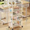 Estante de armazenamento pequena com rodinhas, multicamadas com rodas, estante móvel para ao lado da mesa, estante de armazenamento de livros para salas de aula de estudantes, estante de chão