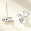 Aretes de trébol para mujer de plata de ley 925 2020 nuevos populares Red social Corea del Sur elegantes aretes de plata rodiados en platino para novia