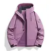 Nueva chaqueta de exterior Luotuo para mujer, conjunto de dos piezas cortavientos e impermeable tres en uno con capucha, chaqueta cálida para montañismo para hombre