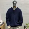 Jaqueta de Tricô Falsa de Duas Peças com Gola Alta para Homens no Outono e Inverno, Nova, Casual, de Alto Padrão, Estilo Preguiçoso