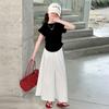 Ropa para Niños Venta al por Mayor Trajes para Niñas Verano 25 Nuevos Niños Niñas Pequeñas Coreano Tops de Manga Corta + Pantalones y Faldas Conjunto de Dos Piezas