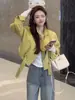 Jaqueta Curta Casual Versátil Feminina Primavera Outono Nova Solta Fashionável Jaqueta Petite Emagrecedora Jaqueta Baseball Top