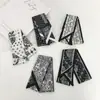 Pañuelo Largo de Seda Retro Versátil con Flores de Anacardo para Mujer, Diadema, Bufanda para el Cuello, Cinturón para la Cintura, Lazo para Bolso, Cinta con un Toque de Lujo