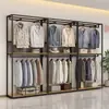 Estante de exhibición para tienda de ropa perchero de pie de doble capa perchero para abrigos perchero para ropa estante de almacenamiento estante de exhibición para ropa de hombre y mujer