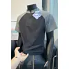 Camisa Polo de Verano Estilo Delgado con Bloques de Color y Media Cremallera, Deportiva de Secado Rápido, Marca de Moda, Estilo Americano, Holgada, Casual, Manga Corta