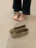 Sapatilhas de Camurça Estilo Francês para Mulheres, Sapatos Mary Jane Casuais Confortáveis com Solado Macio