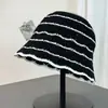 Nuevo Sombrero de Pescador con Rayas de Encaje para Mujer Protección Solar Moda Estilo Japonés Sombrero de Cubo para Mujer Sencillo Primavera Verano Cara Adelgazante Sombrero de Cuenca