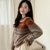 Suéter Jacquard de Lana 100% Estilo Fair Isle Francés para Mujer Otoño e Invierno 2026 Nuevo Suave y Sedoso Top de Punto de Manga Larga