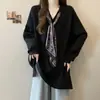 Camiseta Sencilla de Manga Larga con Cuello en V Adelgazante de Corte Holgado Talla Grande para Mujer, Nuevo Diseño Primavera y Otoño 2025 con Estilo de Atar