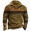 Outono e inverno europeu e americano transfronteiriço AliExpress Amazon impressão digital 3D nova camisa POLO masculina gola alta zíper manga longa