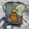 Camiseta informal de manga corta con estampado digital de animales en 3D de dibujos animados para mujer, estación independiente transfronteriza entre Europa y Estados Unidos, 2023