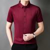 Camisa de Verano de Manga Corta para Hombre con Solapa Estampada, Camisa Delgada de Media Manga para Hombres de Mediana Edad, Negocios Casual Caballero de Negocios