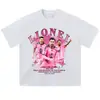 Colete Streetwear de Manga Curta com Estampa Floral para Homens e Mulheres, Estampa de Futebol, Marca Tendência Vintage Lavada Manga Curta Vintage Transfronteiriço