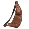 Bolso de Pecho de Cuero Genuino para Hombre Multifuncional Mochila de Hombro para Viaje Bolso Cruzado en el Pecho bolso de pecho para hombre