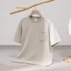 Camiseta de algodón peinado de manga corta con cuello redondo, marca de moda estilo americano, 230g, camiseta básica de color liso simple y versátil, top casual holgado