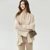 Cardigan de Punto Campari 25% Seda de Morera 75% Cachemira para Mujer, Cuello Halter, Holgado, Mangas Anchas, Abrigo Suéter