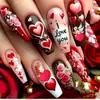 Unhas Longas de Ballet Coração Vermelho Rosa Dia dos Namorados Unhas Postiças Rosa Claro Estilo Fada Ins Esmalte Europeu e Americano Atacado