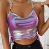 Top sin mangas con cuello de contraste y costuras cruzadas europeas y americanas para mujer, verano, estilo Ins, ajuste ceñido, chaleco sin espalda para mujer