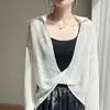 Protección Solar Versátil Chal Pequeño Bandolera Artefacto Moda Elegante Cómodo Ruched Plateado Retorcido Top para Mujer