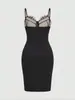 Ropa Interior Sexy de Malla y Encaje Europea y Americana Transfronteriza Camisola Falda Ajustada al Cuerpo Camiseta Base Ropa para Mujer
