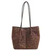 Bolso Tote de Gamuza Cruzada Gran Capacidad Estampado de Leopardo Retro Bolso de Hombro Moda Bolso de Mano para Viajes al Trabajo Venta al por Mayor de Fábrica para Mujer