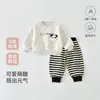 Conjunto casual de otoño e invierno para niños y niñas, bebé súper lindo, sudadera de manga larga con forro polar, pantalones de sudadera, conjunto de dos piezas