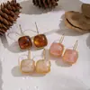 Pendientes Cuadrados de Resina con Forma de Cubo de Azúcar Transfronterizos Estilo Maillard Dopamina Sexy Moda Joyería Diaria Que No Se Desvanece