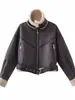 Comercio Exterior Transfronterizo Spot Ropa Europea y Americana Otoño e Invierno Estilo Nuevo Cuello Alto Cremallera Decorativa Chaqueta Corta de Motociclista