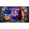 Banner de Garaje de Halloween Decoración de Puerta Tela Colgante Calabaza de Terror Bruja Calavera Fondo de Fiesta Transfronterizo En Stock Fábrica