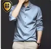 Camisas de Manga Comprida para Homens para Primavera e Outono, Antiamarrotamento, Não Passa, Roupa Formal Profissional, Camisas Modernas de Seda Gelo Classe Executiva, Camisas Pretas