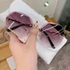 Gafas de Sol Anti-UV, Elegantes Gafas sin Marco con Borde Cortado, Estilo Coreano para Mujer, Retro, Protección Solar y Sombrilla para Exteriores, Gafas para Mujer