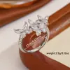 Anillo abierto de circón mariposa de lujo ligero de alta gama para mujer, exquisito, elegante, moderno, individual, versátil, anillo para el dedo